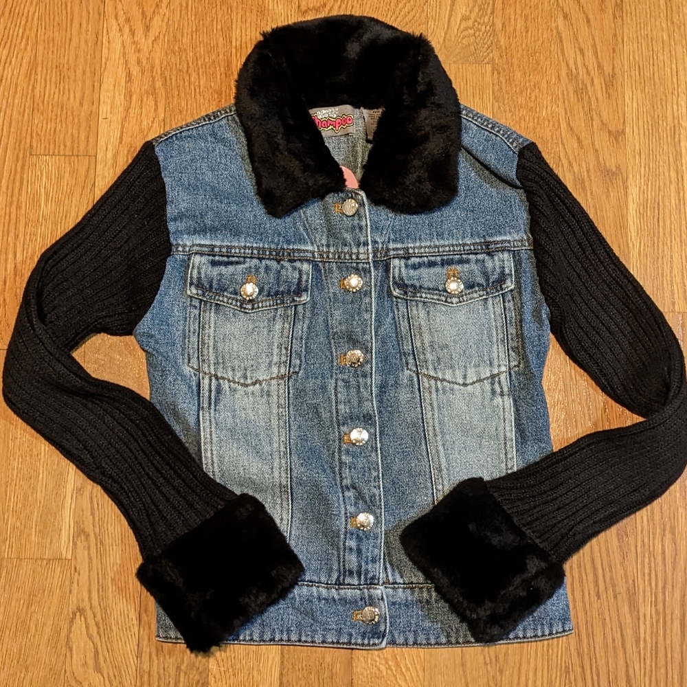 Jean jacket 7/8 with knit sleeves